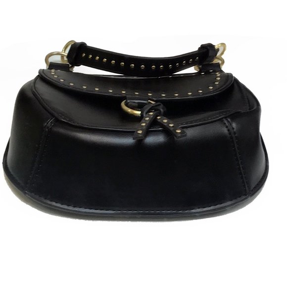 Zara Gold Studded Saddle Equestrian Crossbody Mini Handbag - Picture 6 of 11